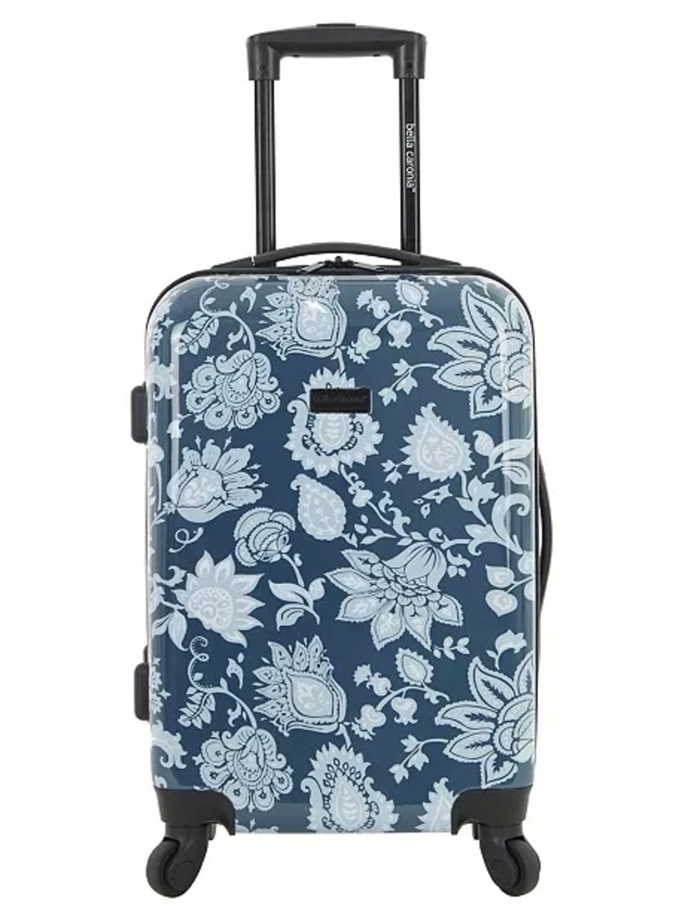 Dalia Collection Navy and White Floral Rolling Shoulder Bag 26”travel bag